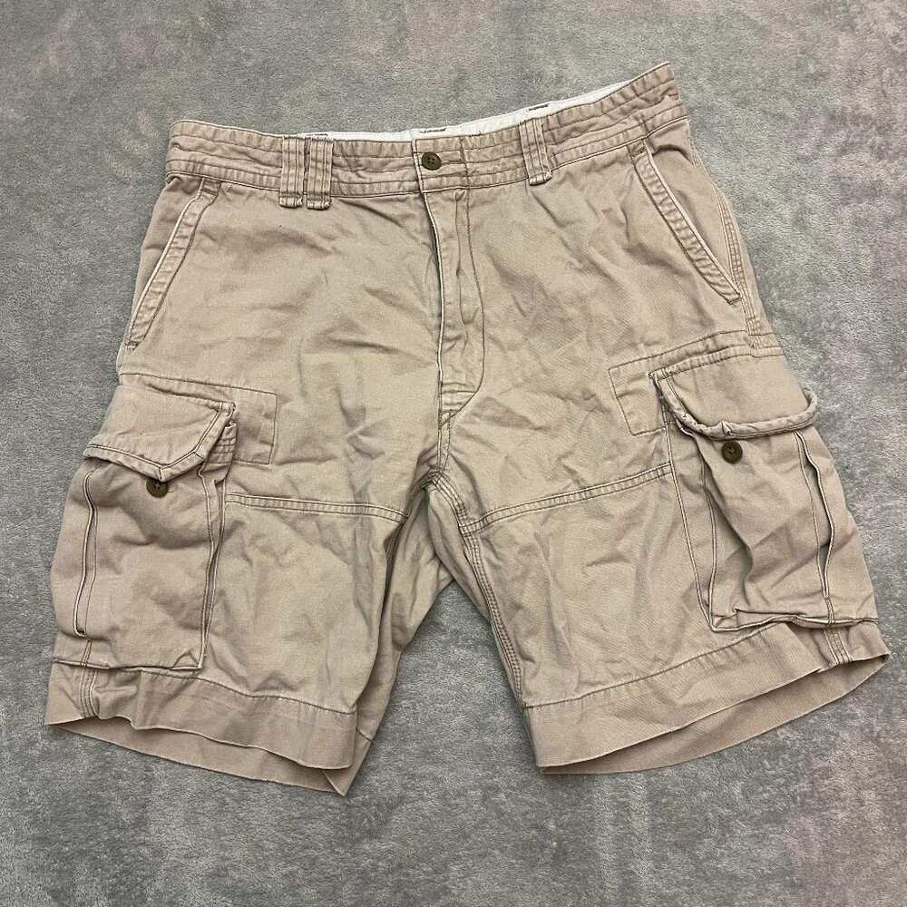 Vintage Polo Ralph Lauren Cargo Classic Chino Shorts Khaki Cotton Men Size 35
